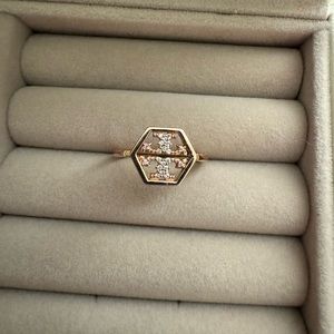 Tory Burch Hex Pave logo ring size 8